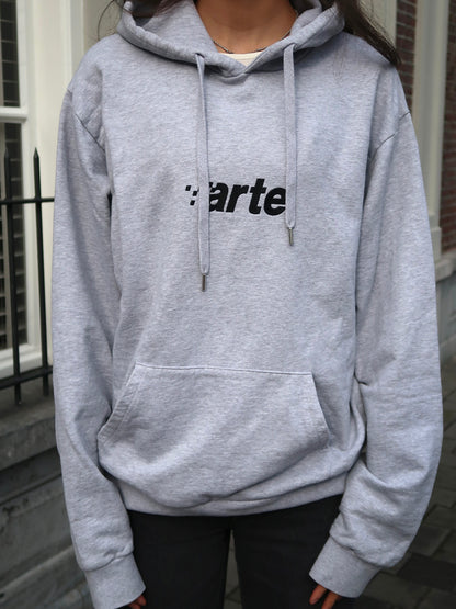 Vintage Arte grijze hoodie zwart geborduurd logo maat M oversized | e4vintage