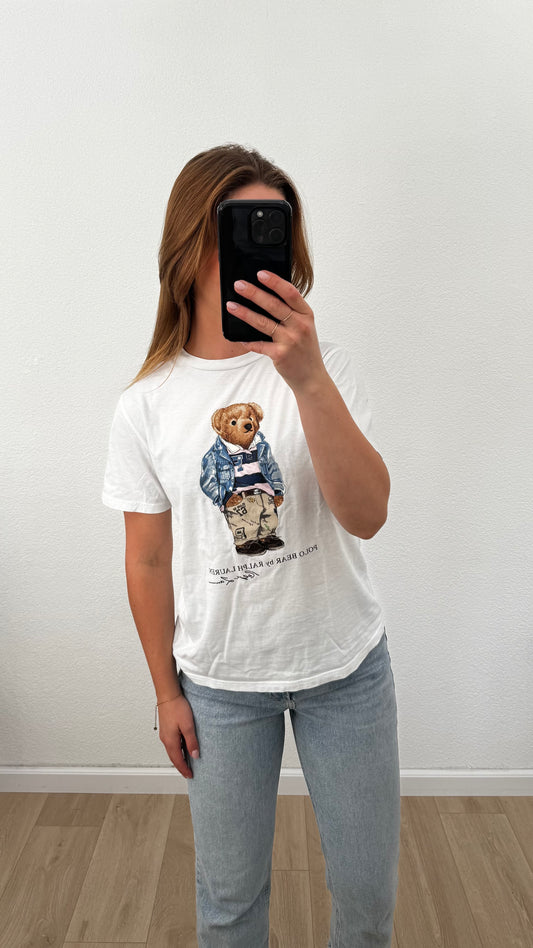 Vintage Ralph Lauren wit t-shirt beer print kindermaat L | e4vintage