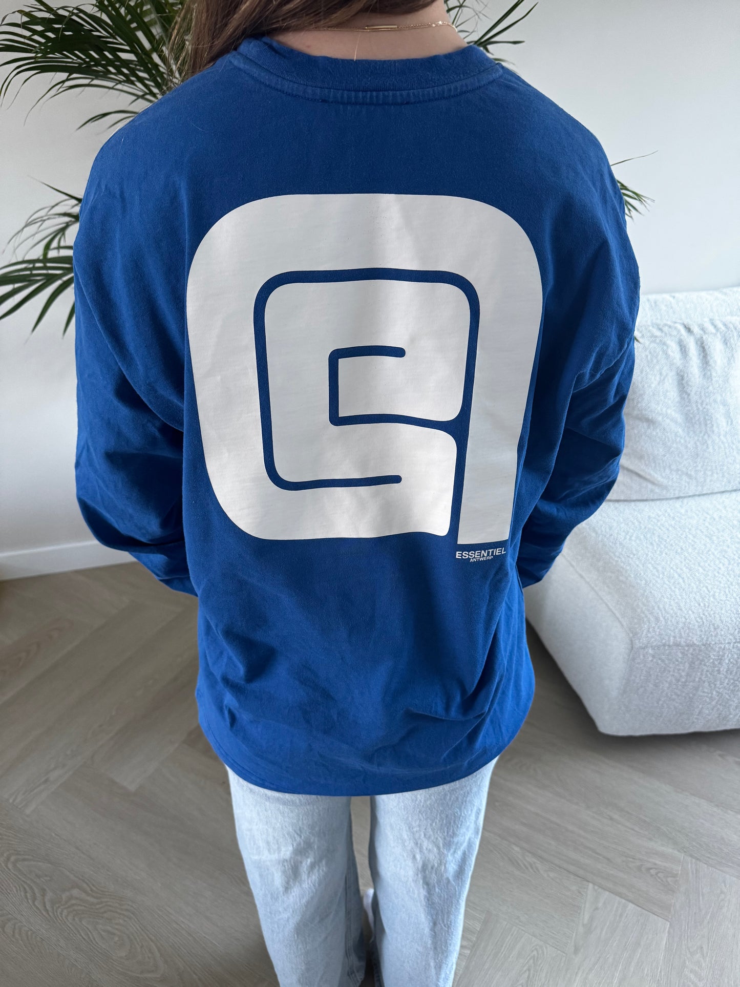 Vintage Essentiel Antwerp blauwe longsleeve maat M | e4vintage