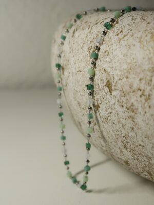 Stainless steel ketting gekleurde blokjes